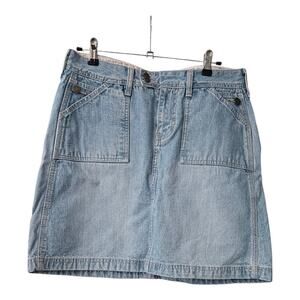 Bass Denim Jean Skirt Short Light Wash Pockets Beltloops Unlined Size 6